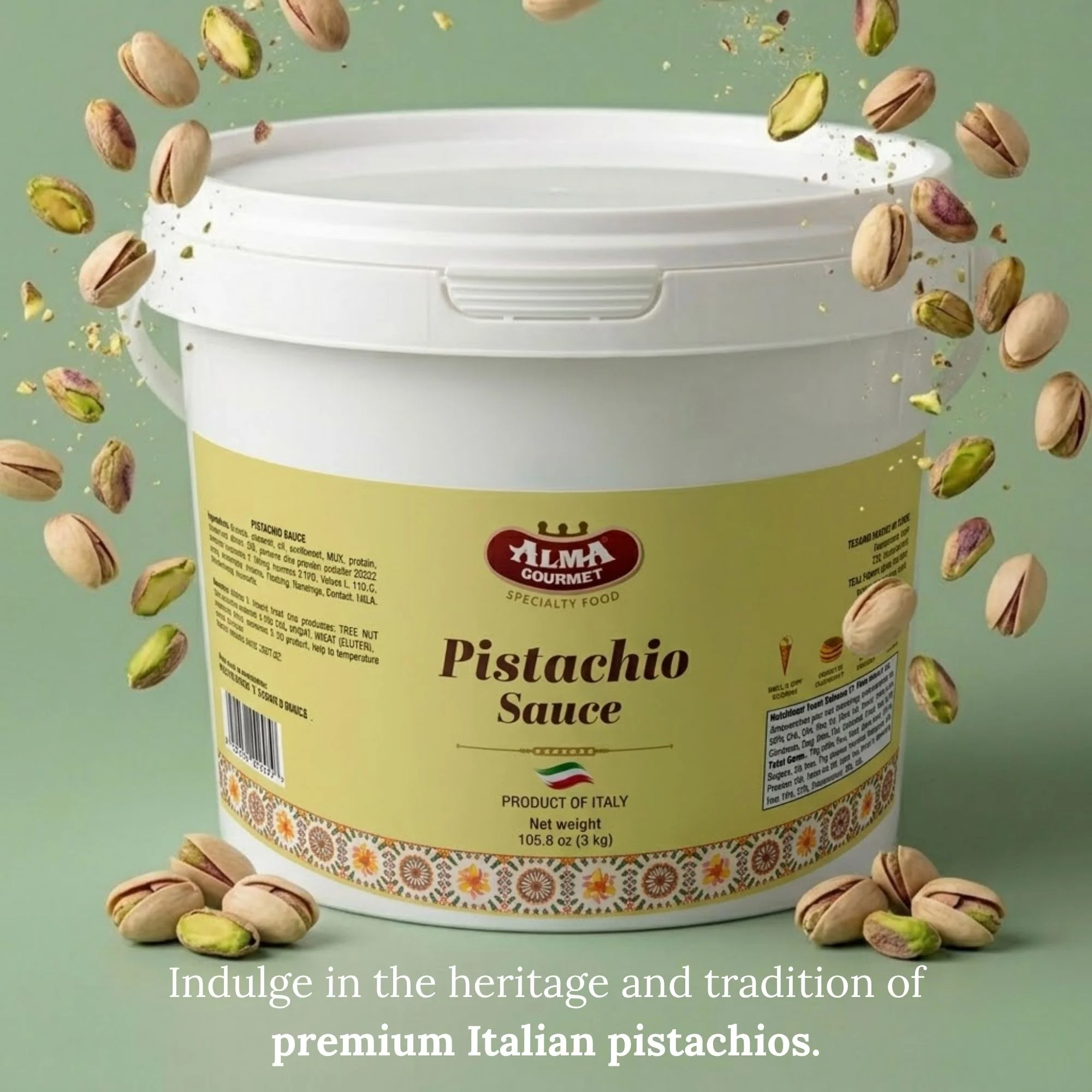 Alma Gourmet Sicilian Pistachio Topping Sauce 3kg Tub - Image 2