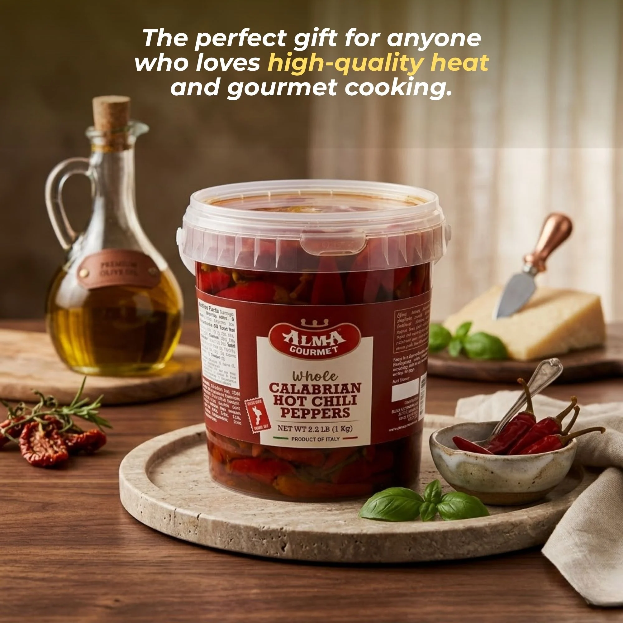 Alma Gourmet Whole Calabrian Hot Chili Peppers In Oil 1kg - Image 2