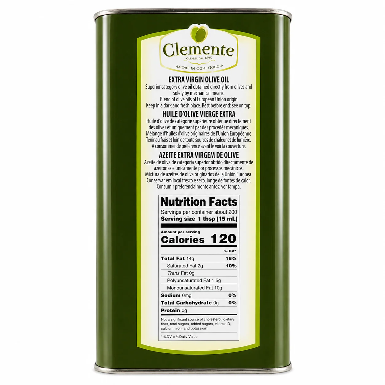 Clemente Ulisse Extra Virgin Olive Oil Tin Can (3 Liter-102 oz) - Image 7