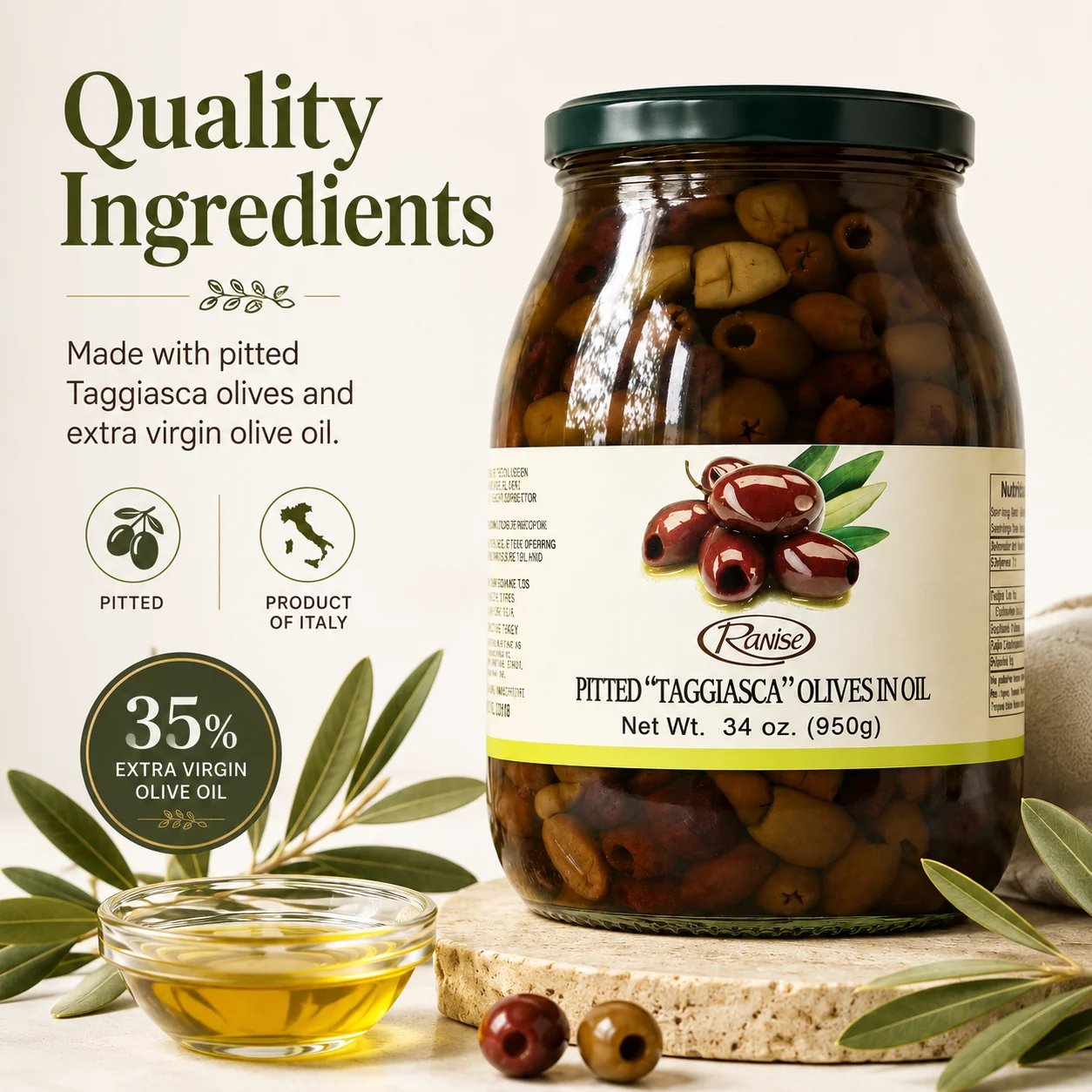 Taggiasca Olives Pitted in Extra Virgin Olive Oil - Image 3