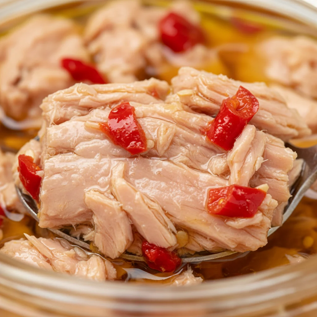 Yellowfin Tuna Chunks Callipo With Hot Chili Pepper Glass Jar - Image 3
